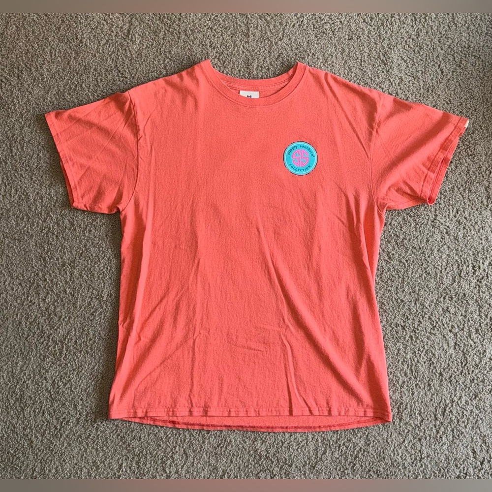 Simply Southern - “No Bad Days” T-Shirt - Coral with Blue and Pink Logo